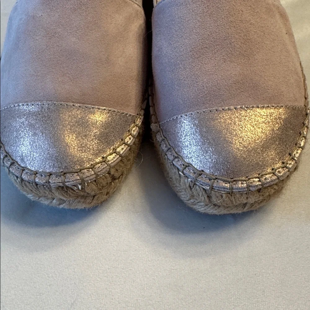 EUC! Women's Espadrille Flats in Dusty Pink and Rose Gold, sz 41